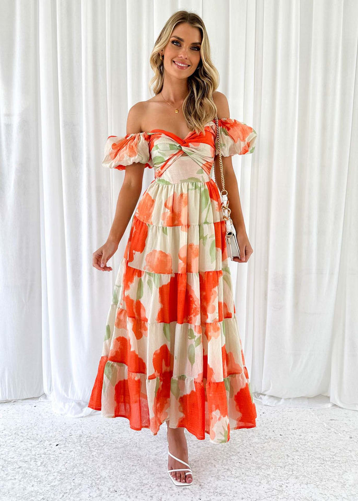 Isla | Robe longue à imprimé avec découpe à la taille