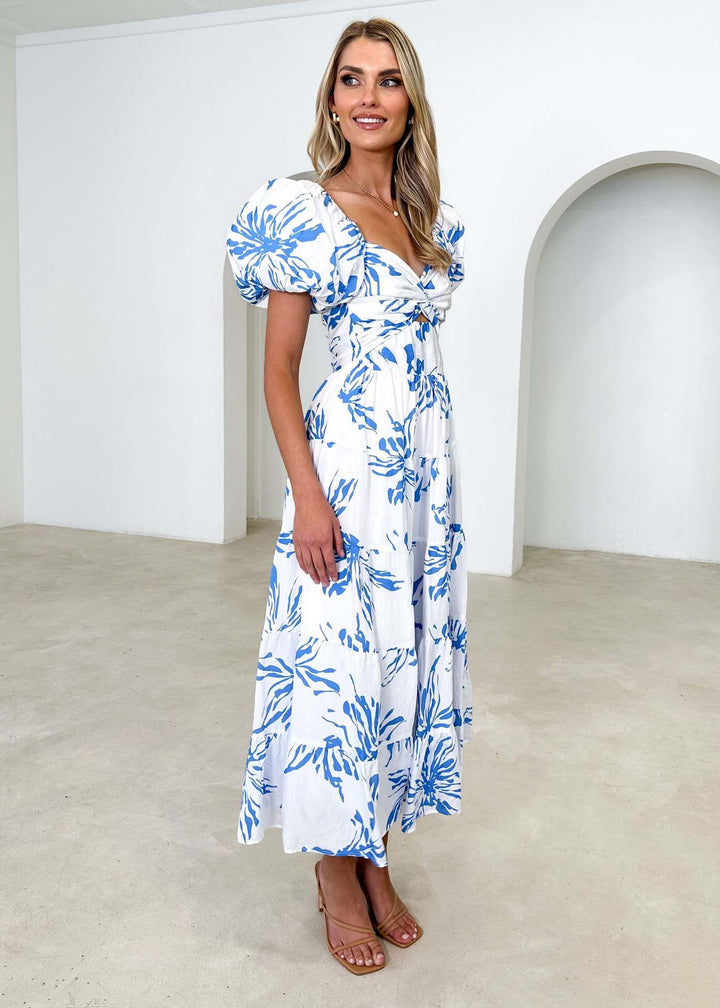 Isla | Robe longue à imprimé avec découpe à la taille