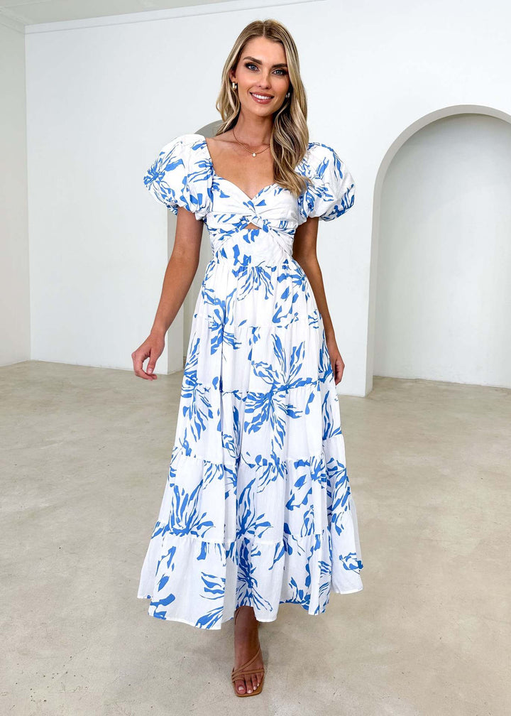 Isla | Robe longue à imprimé avec découpe à la taille