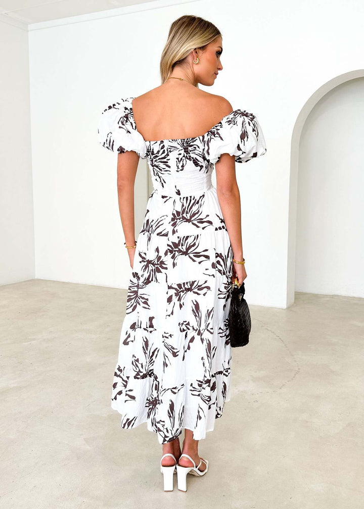Isla | Robe longue à imprimé avec découpe à la taille