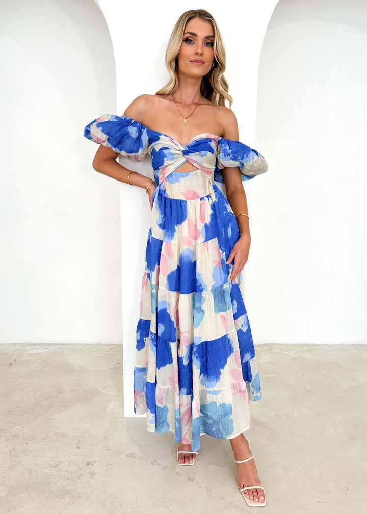 Isla | Robe longue à imprimé avec découpe à la taille