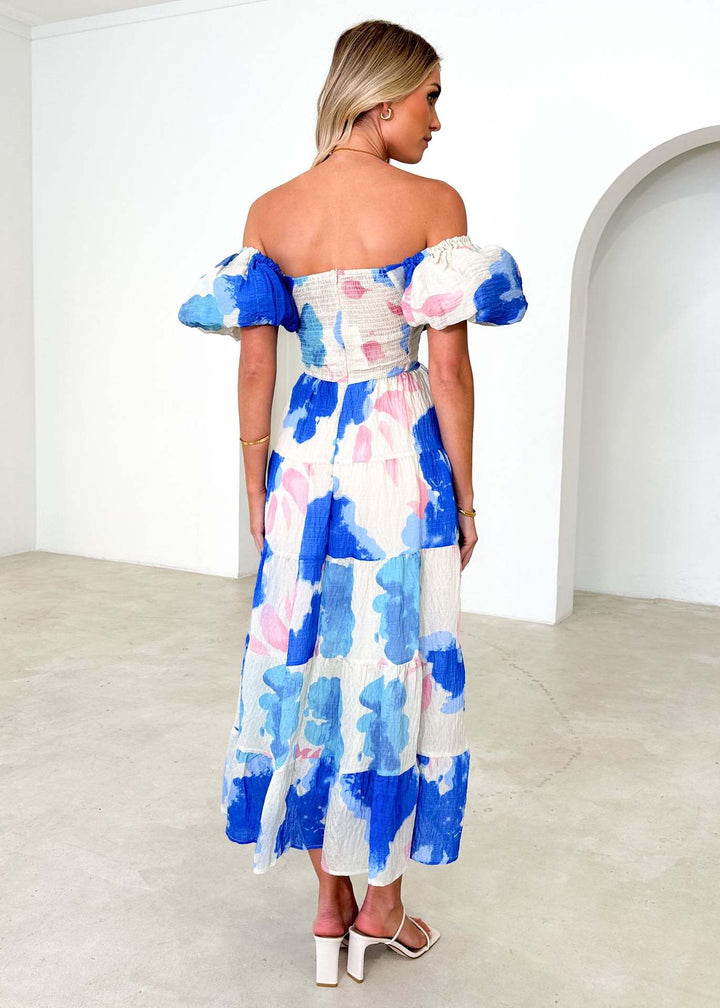 Isla | Robe longue à imprimé avec découpe à la taille