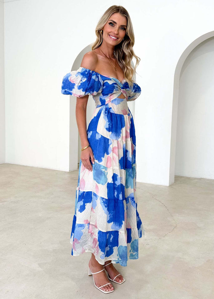 Isla | Robe longue à imprimé avec découpe à la taille