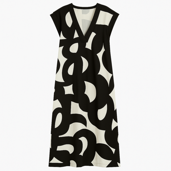 Valérie | Robe à col en V coupé évasée