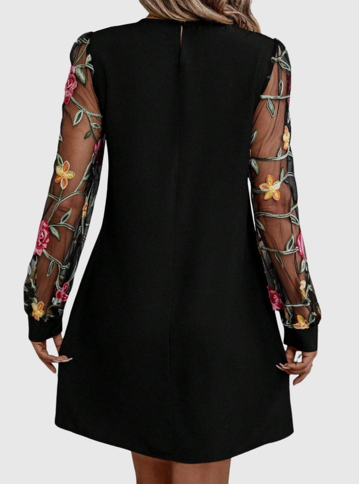 Naya | Robe élégante manches en tulle fleuri