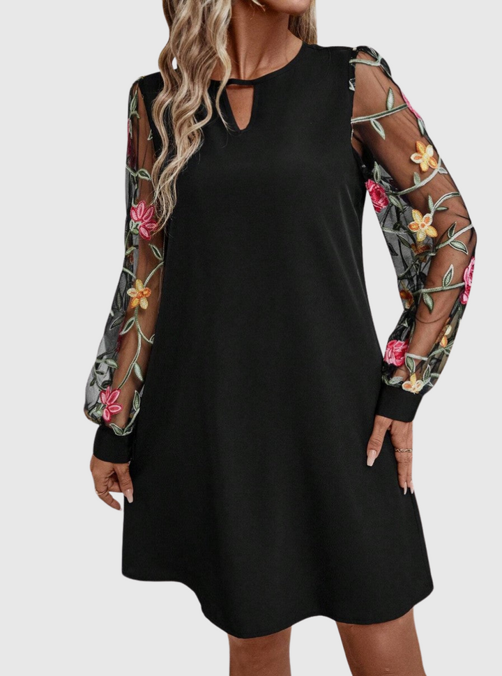 Naya | Robe élégante manches en tulle fleuri