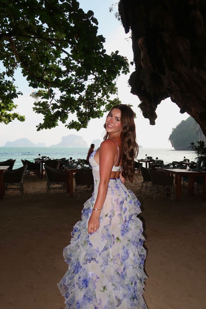 Maisie | Robe longue romantique à volants et imprimé fleuri