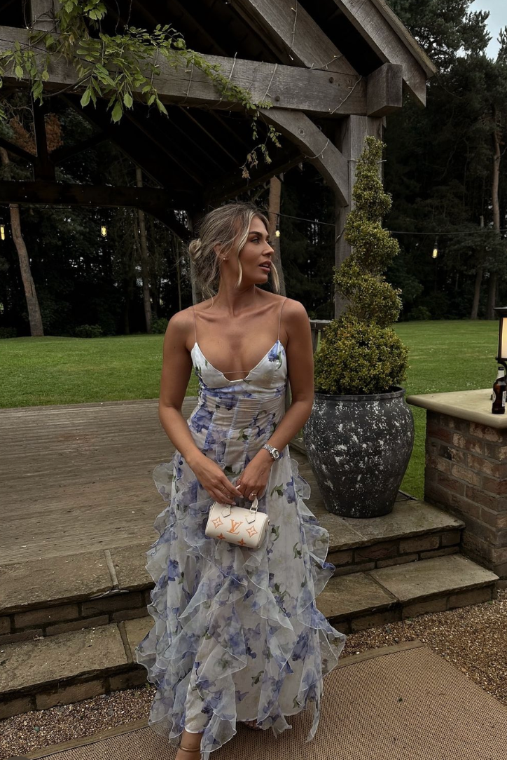 Maisie | Robe longue romantique à volants et imprimé fleuri