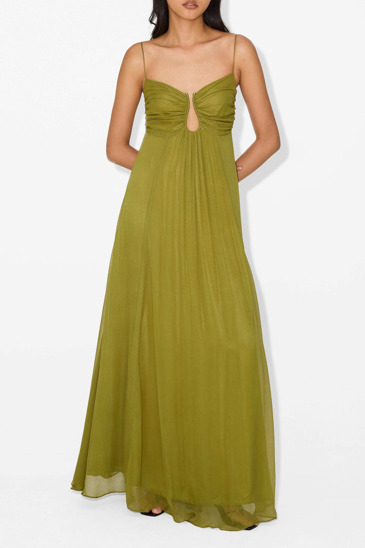 Aline | Robe longue féminine avec détail ouvert sur le devant