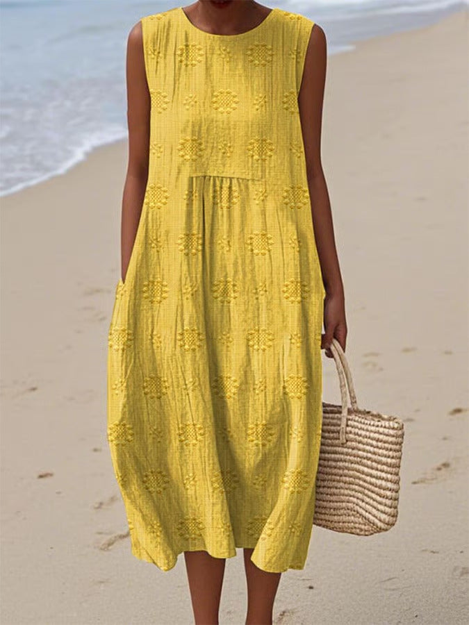Élodie | Robe midi d'été avec détails brodés