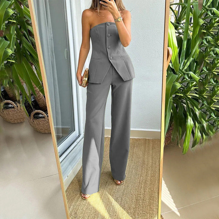 Lina | Ensemble bustier avec gilet et pantalon large