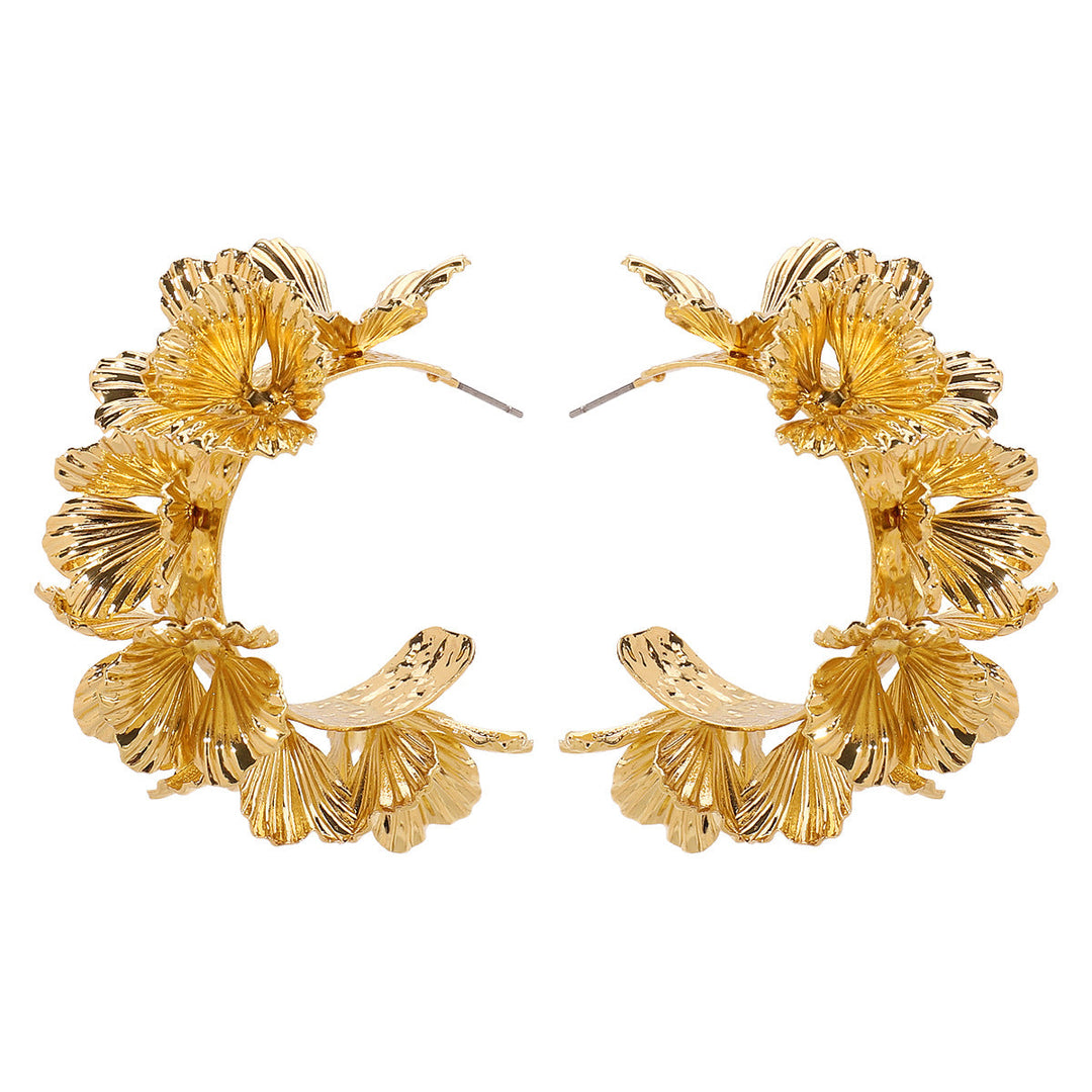 Dara | Boucles d'oreilles en C motif floral