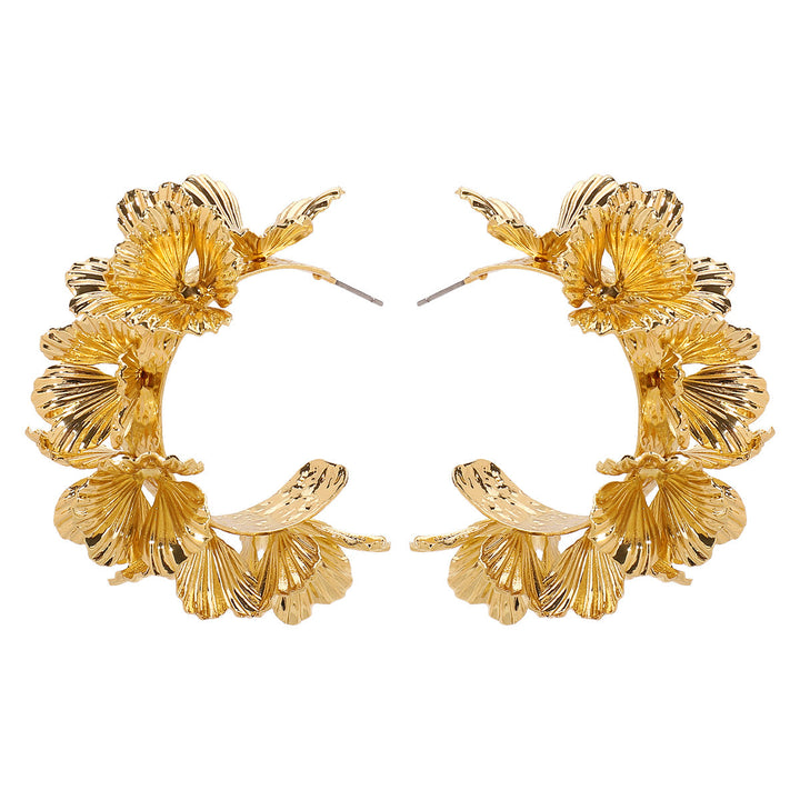 Dara | Boucles d'oreilles en C motif floral