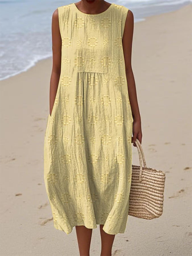 Élodie | Robe midi d'été avec détails brodés
