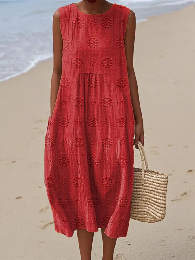 Élodie | Robe midi d'été avec détails brodés