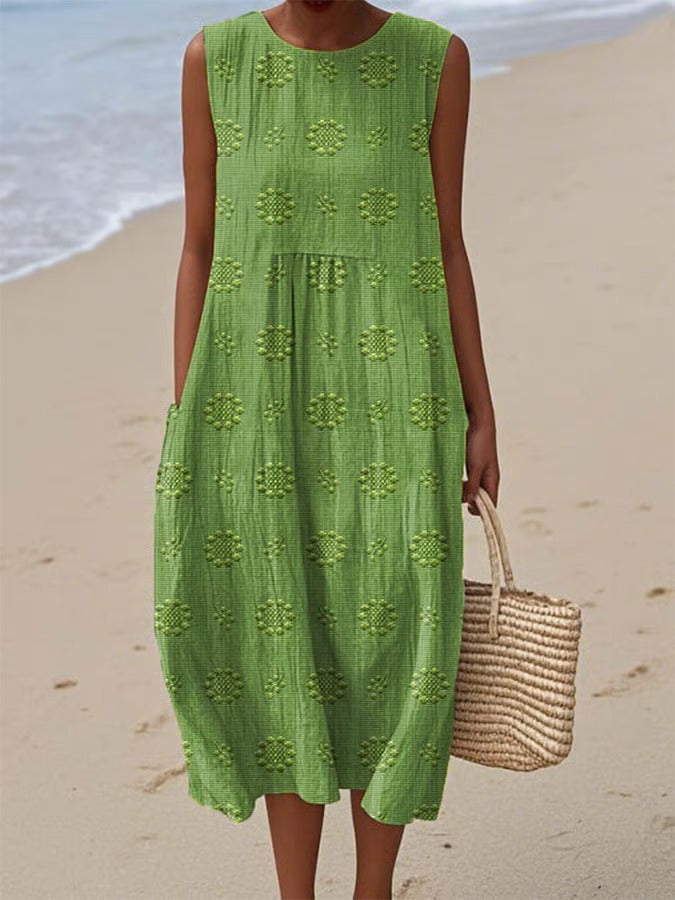 Élodie | Robe midi d'été avec détails brodés