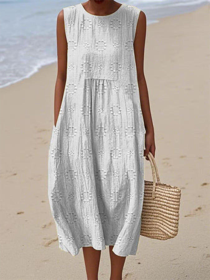 Élodie | Robe midi d'été avec détails brodés