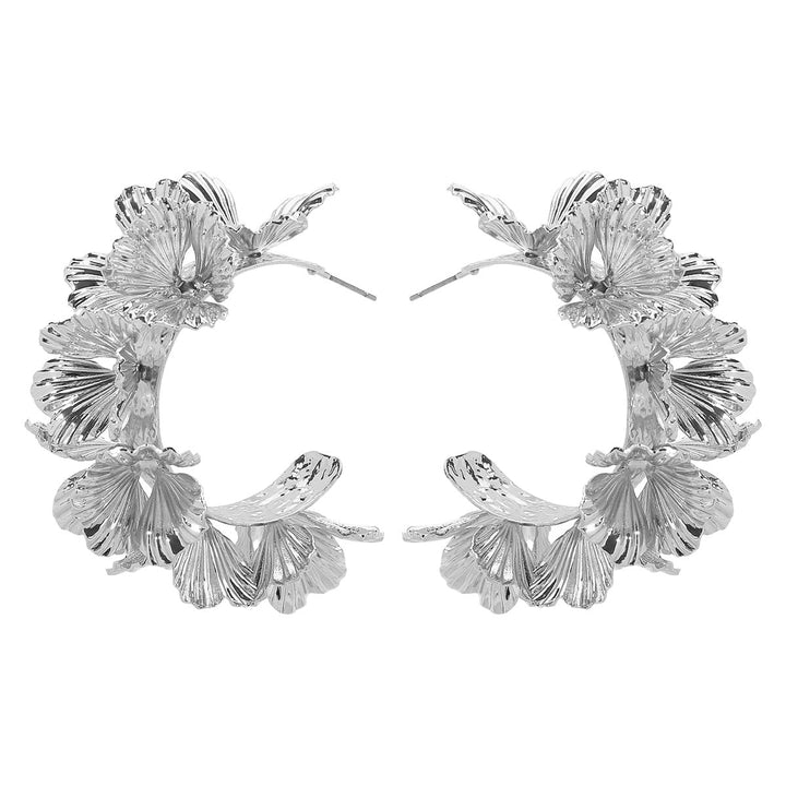 Dara | Boucles d'oreilles en C motif floral