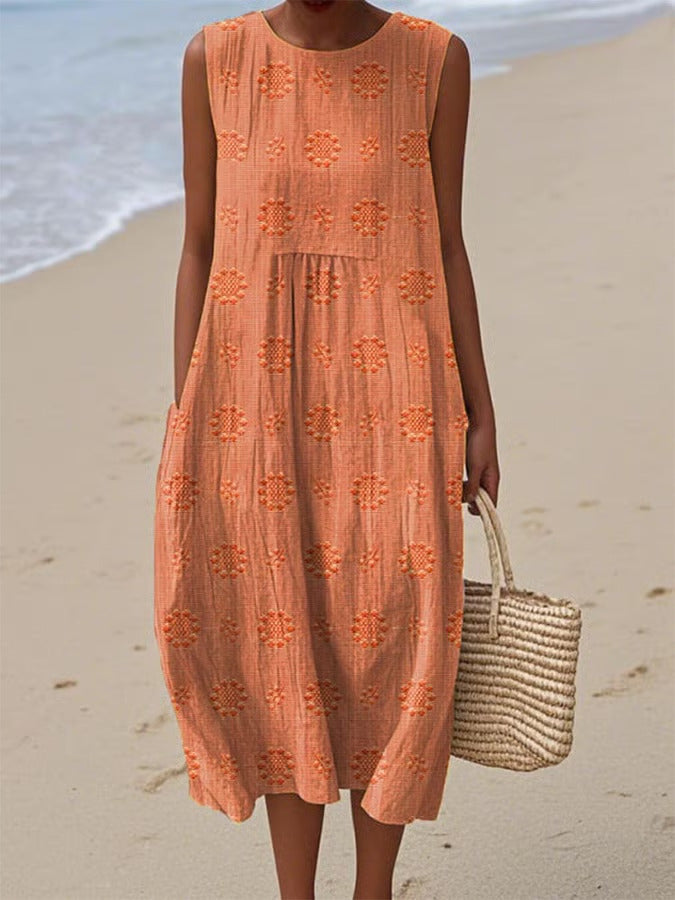 Élodie | Robe midi d'été avec détails brodés