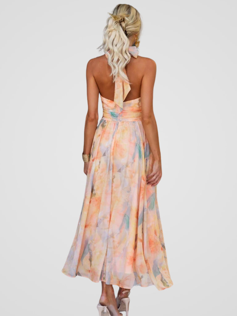 Solène | Robe d'été dos nu aux couleurs raffinées