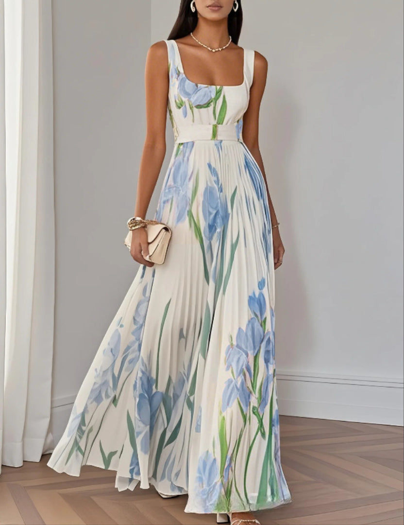 Fiora | Robe plissée d'été à imprimé fleuri romantique