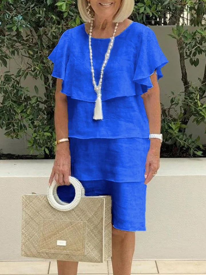 Cécile | Robe midi estivale en lin avec détails volants