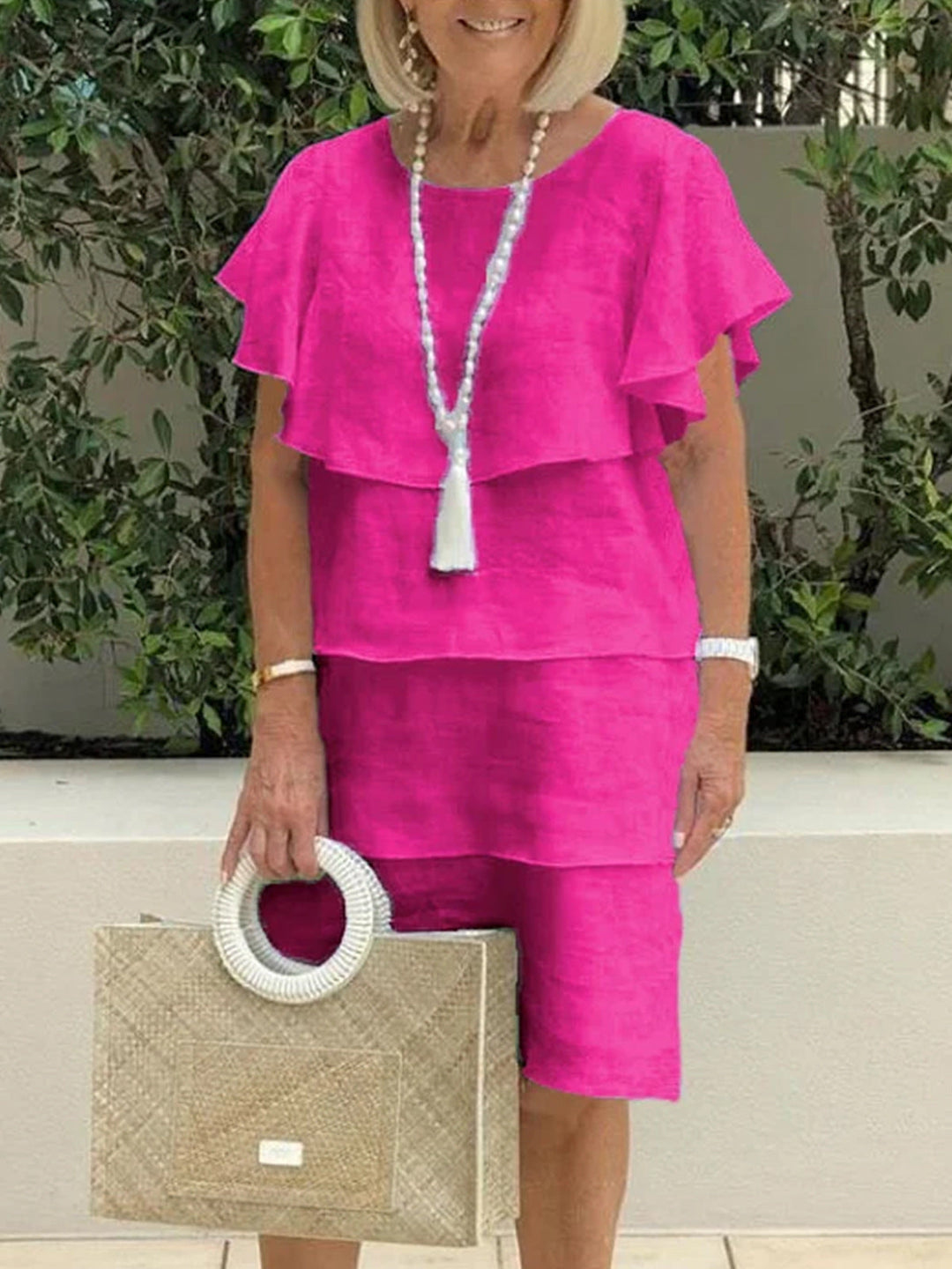 Cécile | Robe midi estivale en lin avec détails volants
