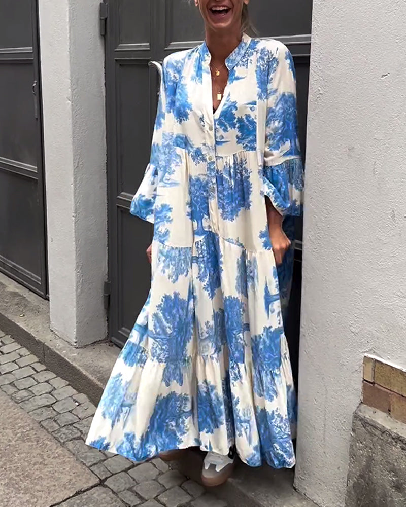 Francesca | Robe longue fluide à imprimé Statement