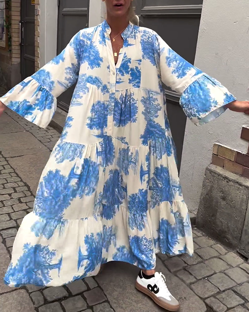 Francesca | Robe longue fluide à imprimé Statement
