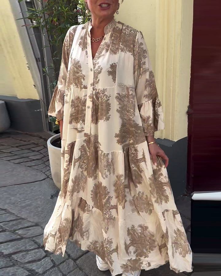 Francesca | Robe longue fluide à imprimé Statement