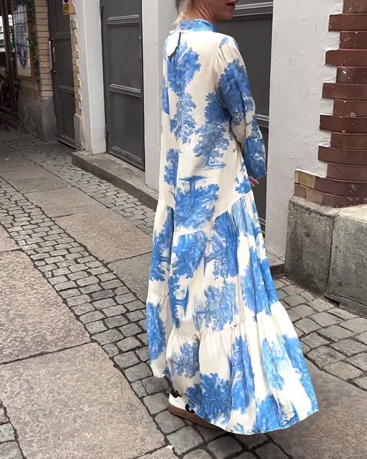 Francesca | Robe longue fluide à imprimé Statement