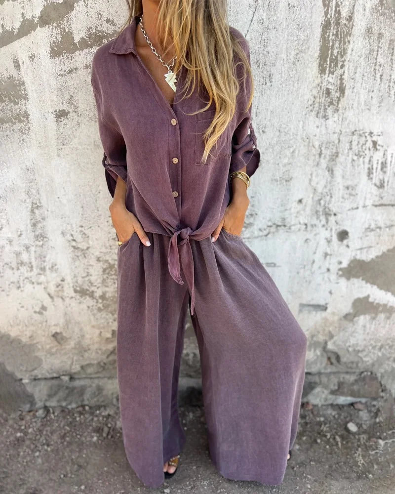 Noura | Ensemble décontracté en lin avec pantalon large