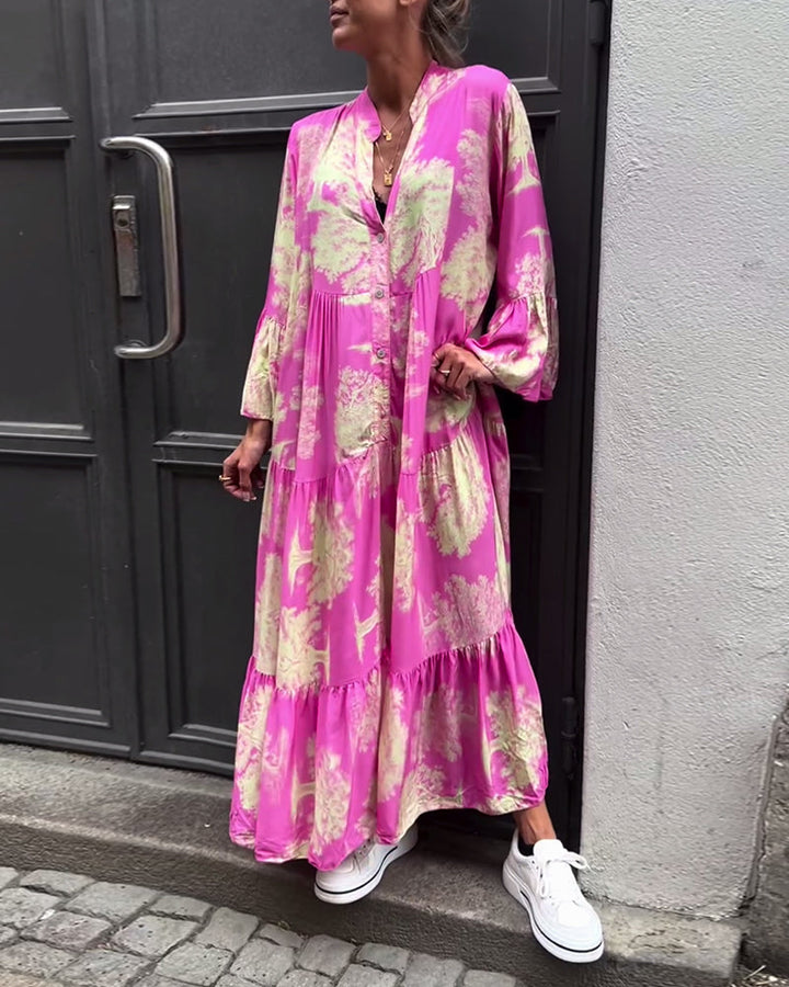 Francesca | Robe longue fluide à imprimé Statement