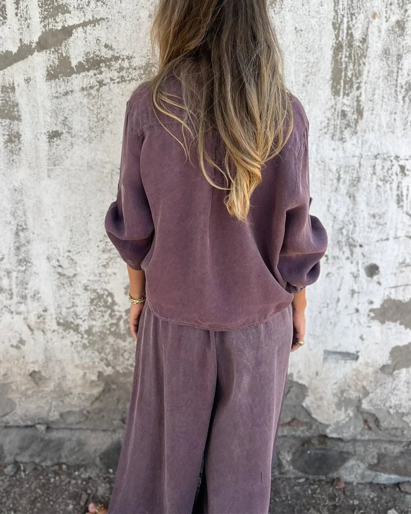 Noura | Ensemble décontracté en lin avec pantalon large