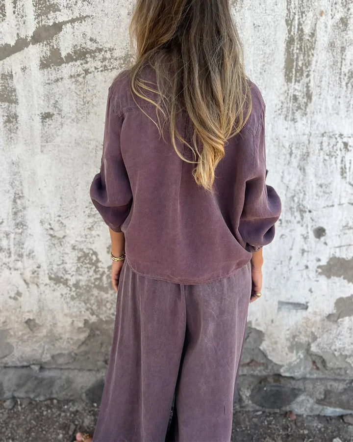 Noura | Ensemble décontracté en lin avec pantalon large