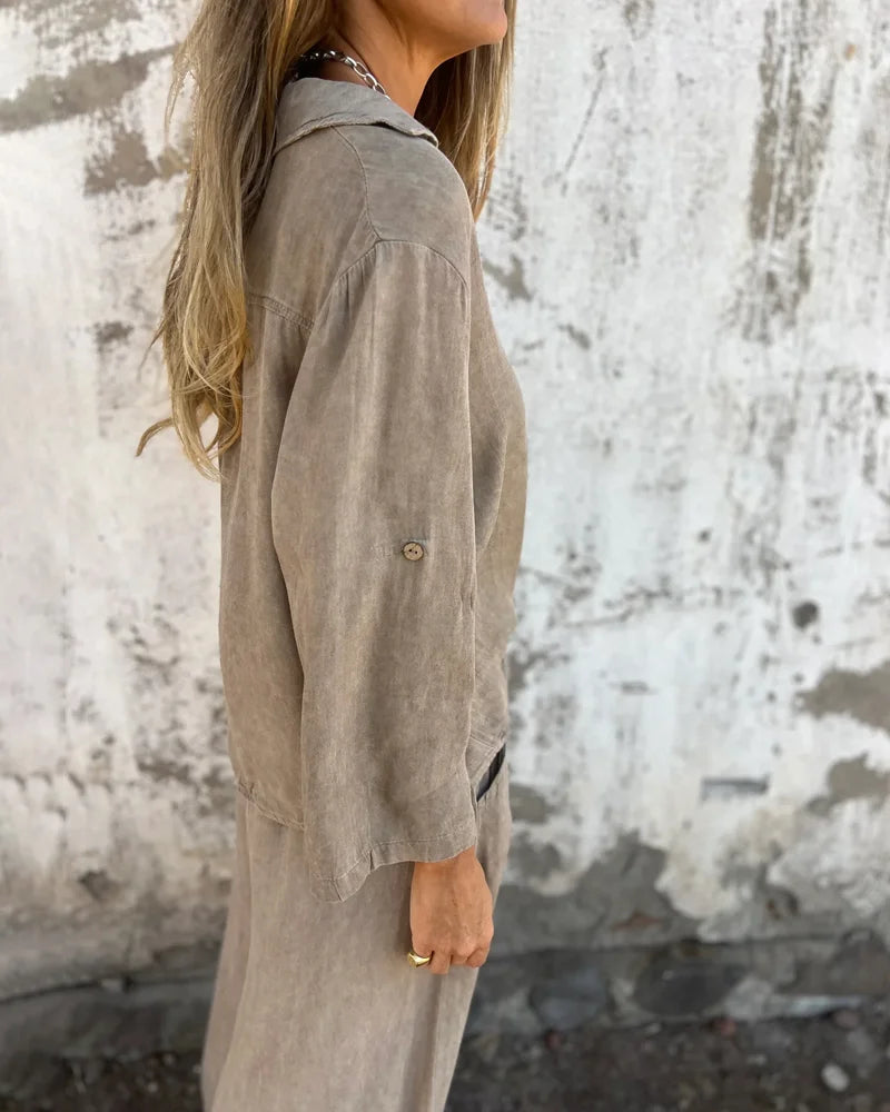 Noura | Ensemble décontracté en lin avec pantalon large