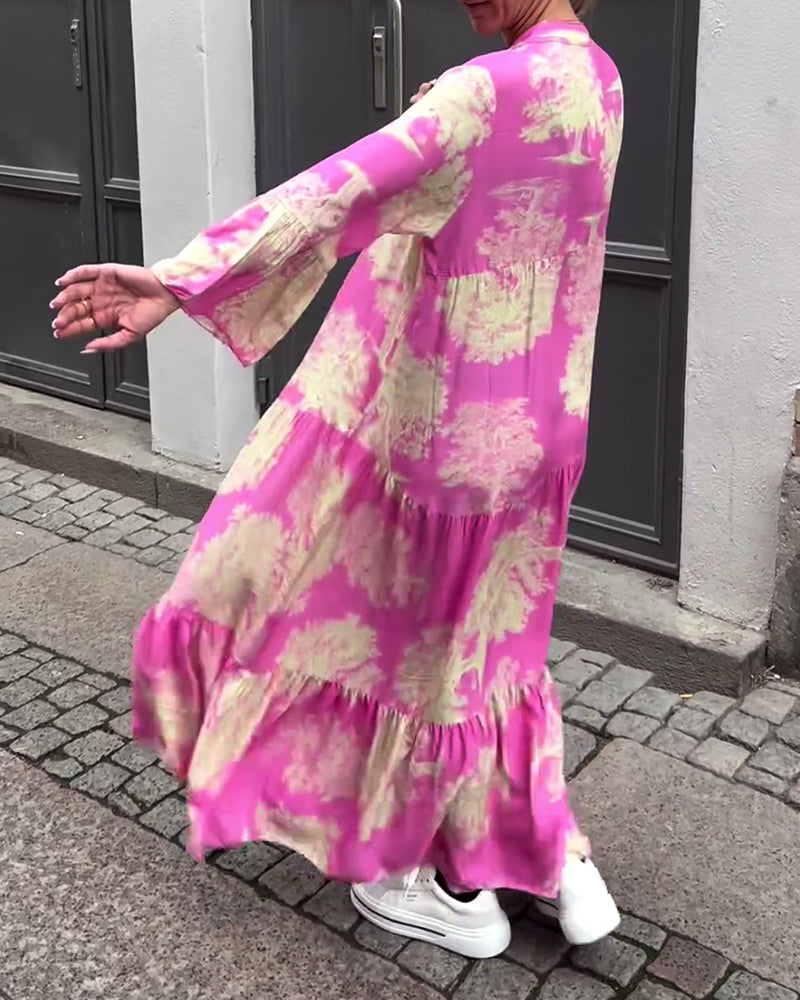 Francesca | Robe longue fluide à imprimé Statement
