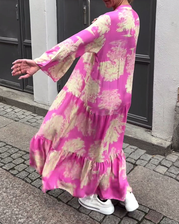 Francesca | Robe longue fluide à imprimé Statement