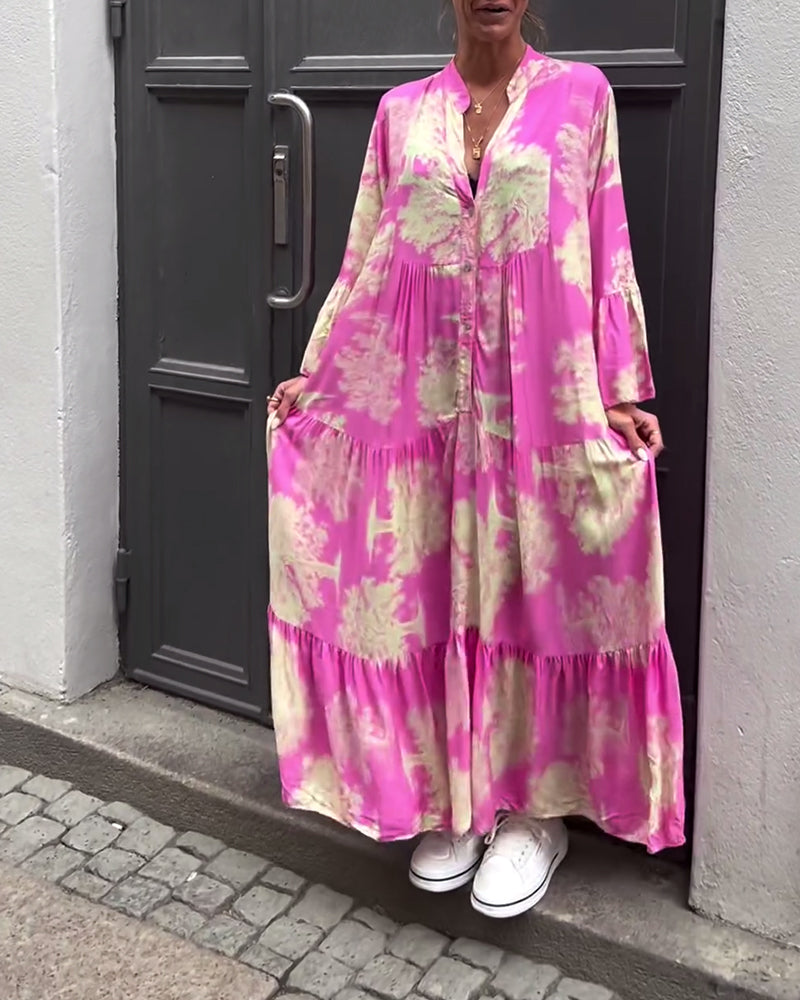 Francesca | Robe longue fluide à imprimé Statement