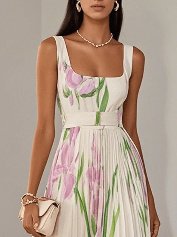 Fiora | Robe plissée d'été à imprimé fleuri romantique