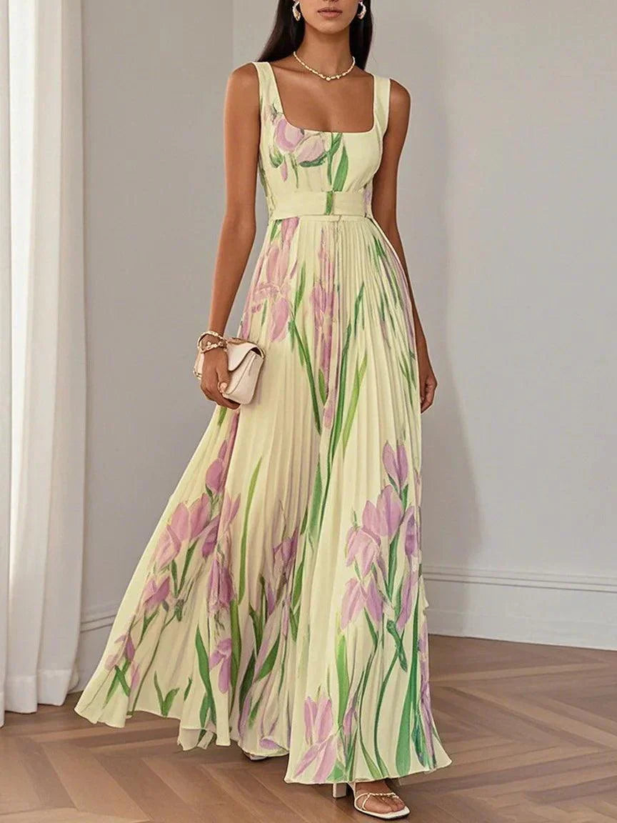 Fiora | Robe plissée d'été à imprimé fleuri romantique