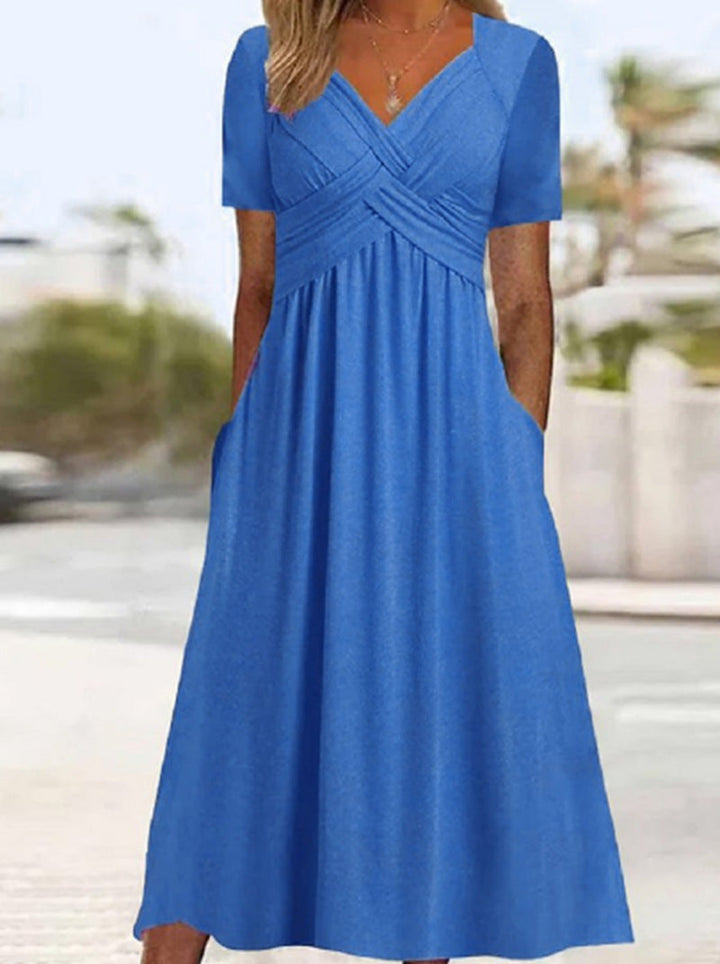 Maud | Robe midi à col en V tressé