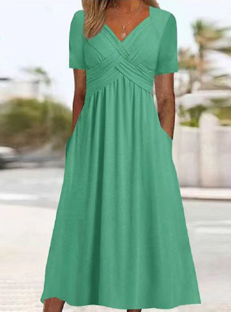 Maud | Robe midi à col en V tressé