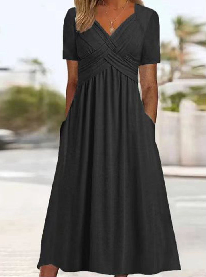 Maud | Robe midi à col en V tressé