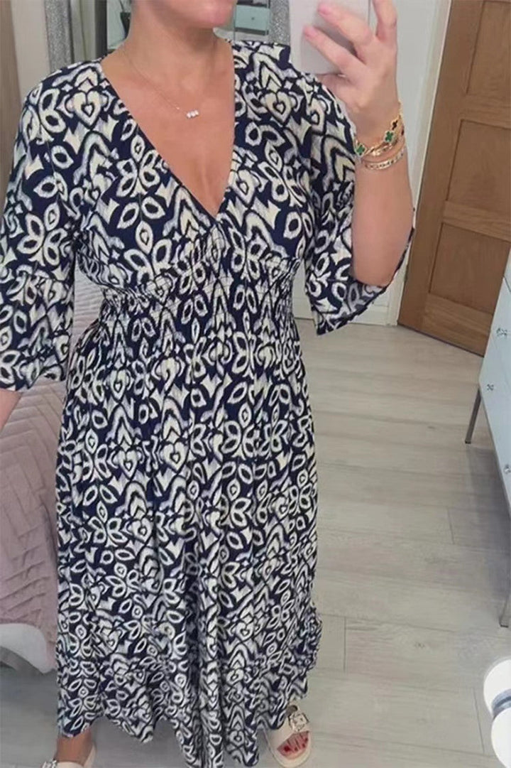 Milou | Robe longue féminine avec décolleté en V ludique