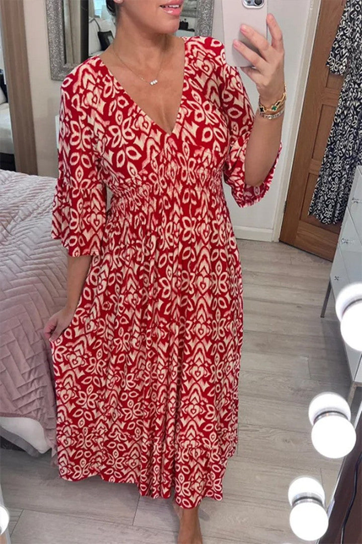 Milou | Robe longue féminine avec décolleté en V ludique