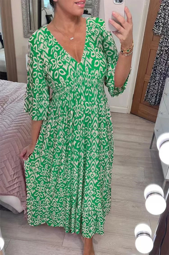 Milou | Robe longue féminine avec décolleté en V ludique