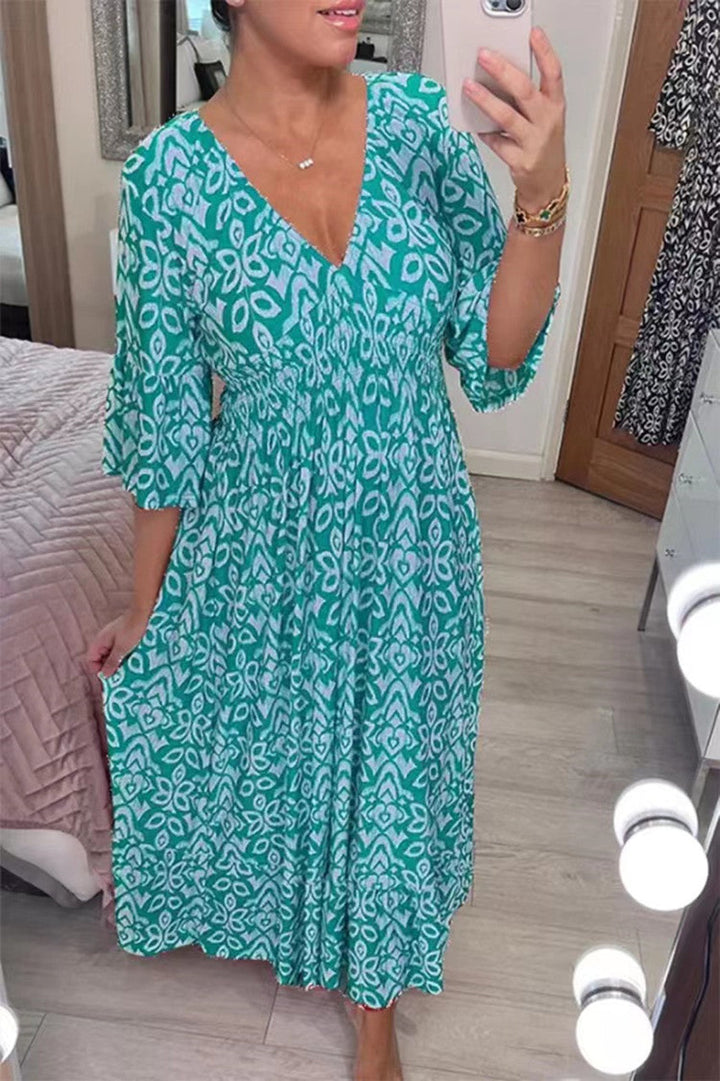Milou | Robe longue féminine avec décolleté en V ludique