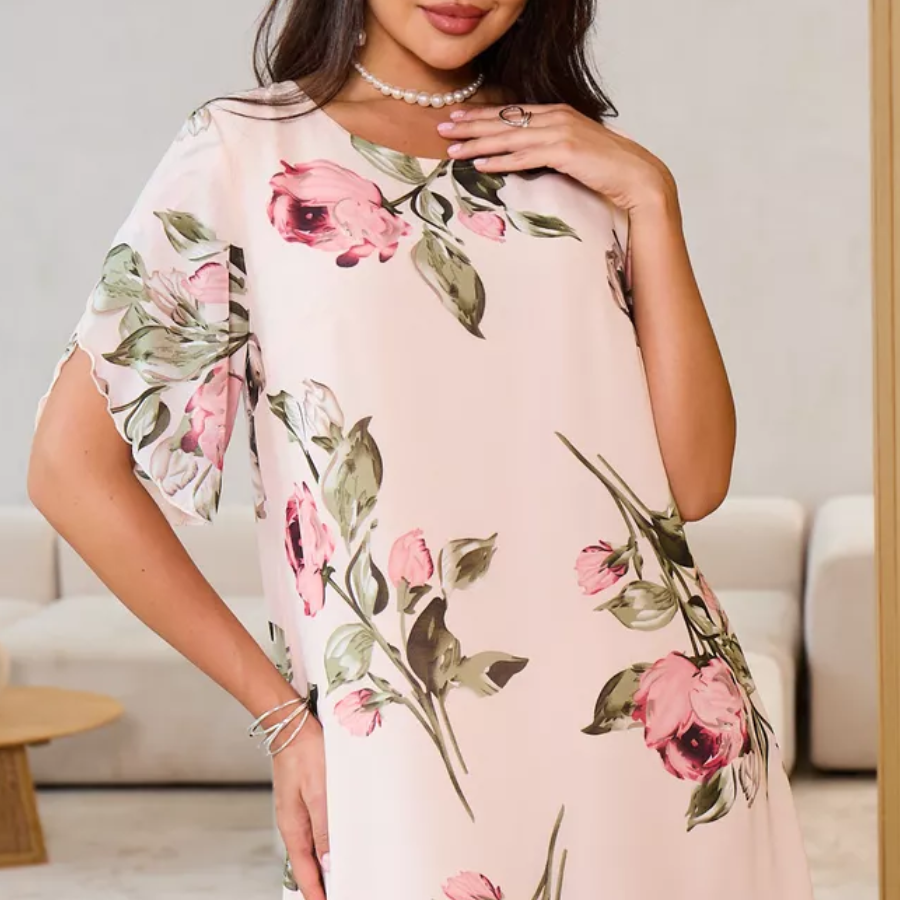 Amélie | Robe fleurie avec couche de mousseline légère