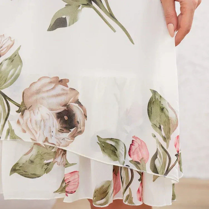Amélie | Robe fleurie avec couche de mousseline légère